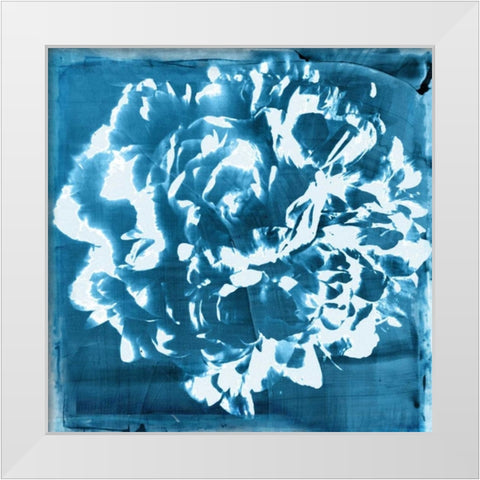 Indigo Floret I White Modern Wood Framed Art Print by Theodosiou, Matina