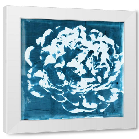 Indigo Floret III White Modern Wood Framed Art Print by Theodosiou, Matina