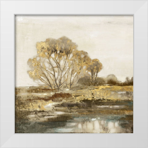 Golden Forest I White Modern Wood Framed Art Print by Theodosiou, Matina