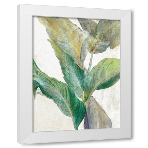 Tropical Greenary I White Modern Wood Framed Art Print by Theodosiou, Matina