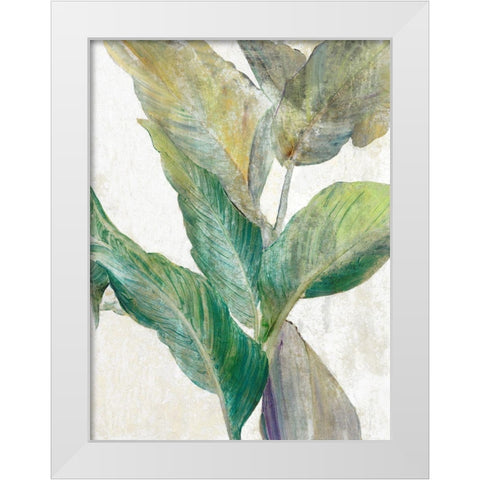 Tropical Greenary I White Modern Wood Framed Art Print by Theodosiou, Matina