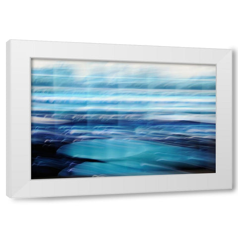 Blue Glide White Modern Wood Framed Art Print by Trimmel, Petra