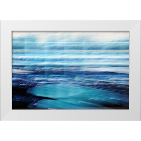 Blue Glide White Modern Wood Framed Art Print by Trimmel, Petra