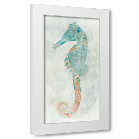 Blue Seahorse I  White Modern Wood Framed Art Print by Stellar Design Studio