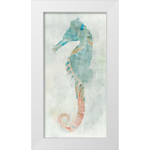 Blue Seahorse I  White Modern Wood Framed Art Print by Stellar Design Studio
