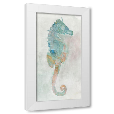 Blue Seahorse II White Modern Wood Framed Art Print by Stellar Design Studio