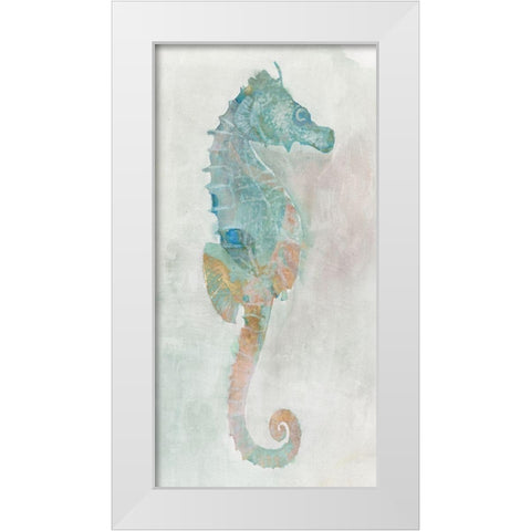 Blue Seahorse II White Modern Wood Framed Art Print by Stellar Design Studio