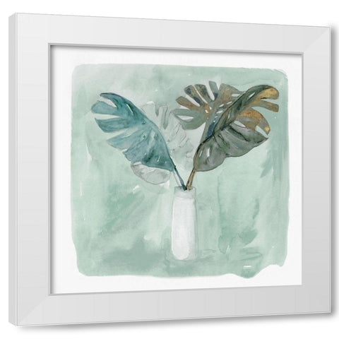 Green Tropical Vase I  White Modern Wood Framed Art Print by Stellar Design Studio