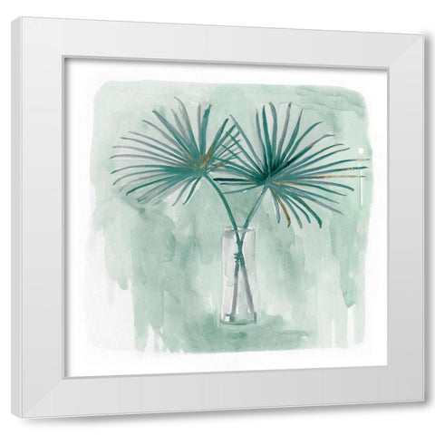 Green Tropical Vase IIÂ  White Modern Wood Framed Art Print by Stellar Design Studio