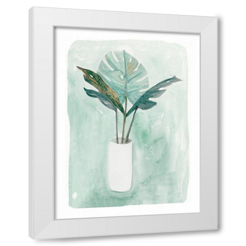 Green Tropical Vase IIIÂ  White Modern Wood Framed Art Print by Stellar Design Studio