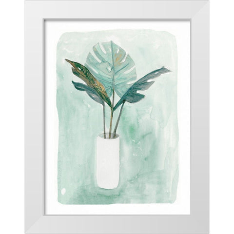 Green Tropical Vase IIIÂ  White Modern Wood Framed Art Print by Stellar Design Studio