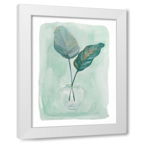 Green Tropical Vase IV White Modern Wood Framed Art Print by Stellar Design Studio