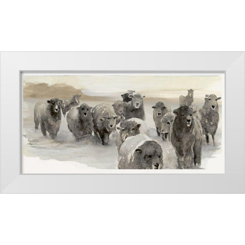 Winter Sheeps II  White Modern Wood Framed Art Print by Stellar  Design Studio