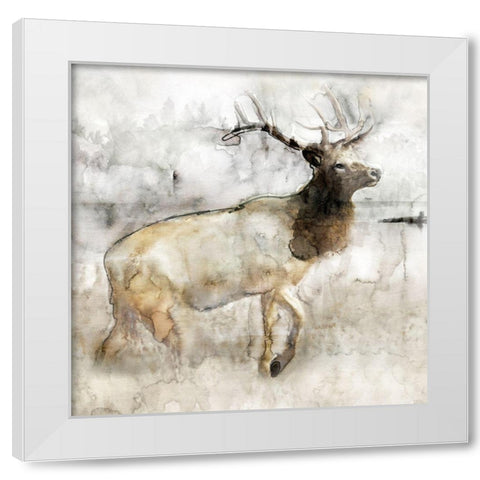 Mountain Elk I White Modern Wood Framed Art Print by Stellar Design Studio