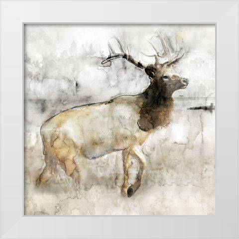 Mountain Elk I White Modern Wood Framed Art Print by Stellar Design Studio