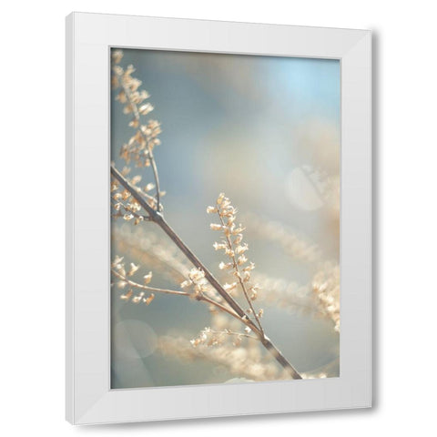Golden Branch I  White Modern Wood Framed Art Print by J:L Design