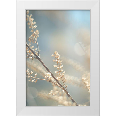 Golden Branch I  White Modern Wood Framed Art Print by J:L Design