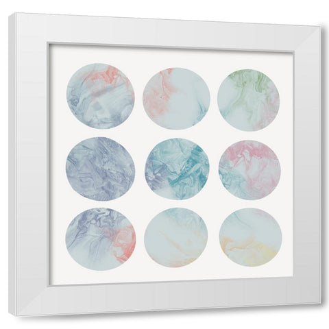 Pastel Dipped Circles I  White Modern Wood Framed Art Print by J:L Design