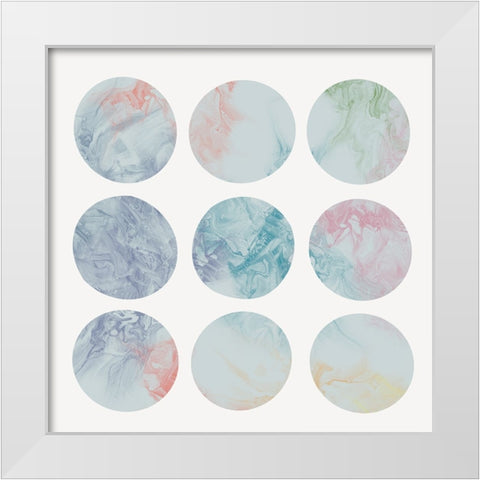 Pastel Dipped Circles I  White Modern Wood Framed Art Print by J:L Design