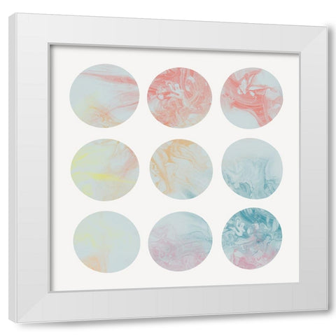 Pastel Dipped Circles II White Modern Wood Framed Art Print by J:L Design
