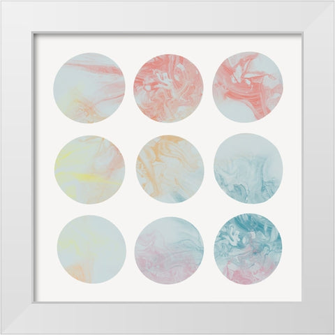 Pastel Dipped Circles II White Modern Wood Framed Art Print by J:L Design