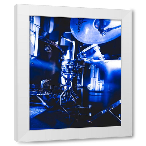 Drum Set  White Modern Wood Framed Art Print by J:L Design