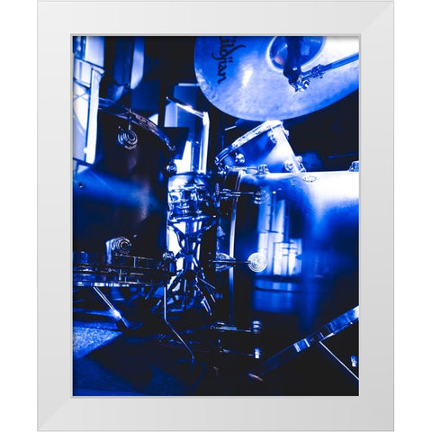 Drum Set  White Modern Wood Framed Art Print by J:L Design