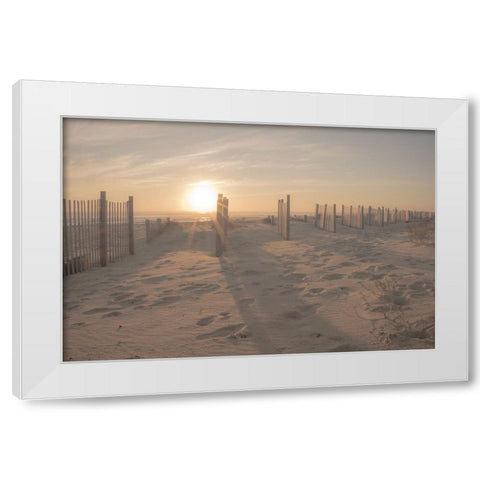 Sunset Beach Dune  White Modern Wood Framed Art Print by J:L Design
