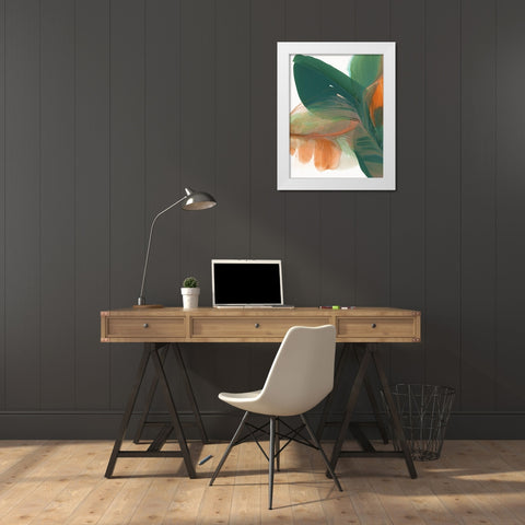 Green Parrot I  White Modern Wood Framed Art Print by McFarland, Vicki