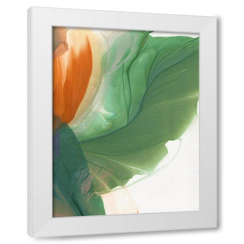 Green Parrot II  White Modern Wood Framed Art Print by McFarland, Vicki