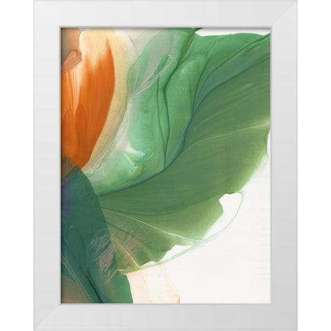Green Parrot II  White Modern Wood Framed Art Print by McFarland, Vicki