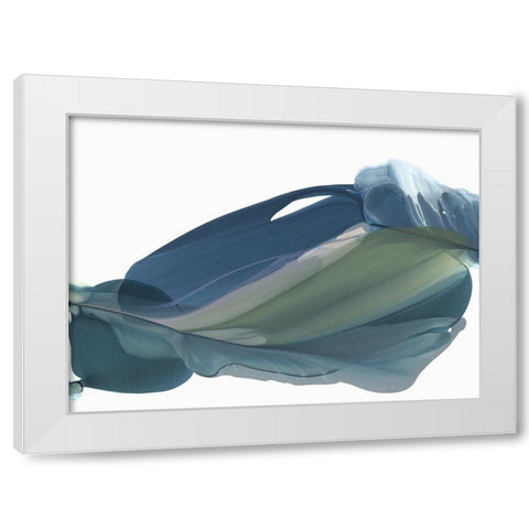 Blue Feathers II White Modern Wood Framed Art Print by McFarland, Vicki