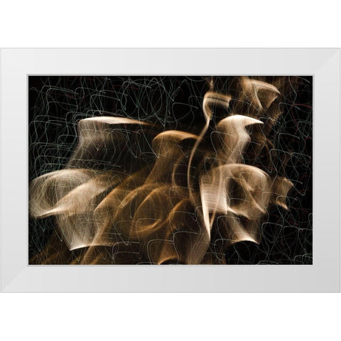 Gold Chiffon Squiggly White Modern Wood Framed Art Print by Stahl, David