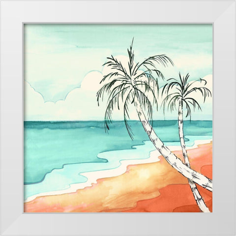 Tropical Beach  White Modern Wood Framed Art Print by Mavis, Luna