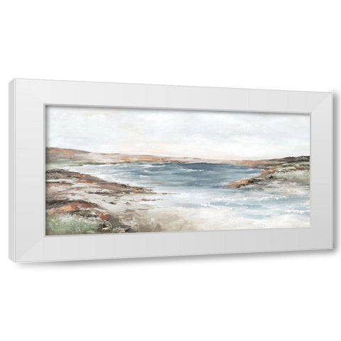 Calm Seacoast  White Modern Wood Framed Art Print by Mavis, Luna