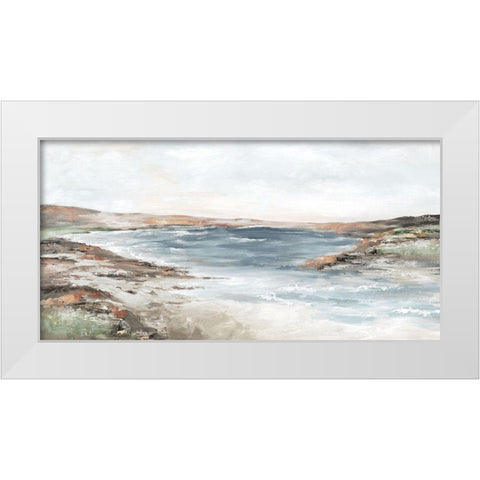 Calm Seacoast  White Modern Wood Framed Art Print by Mavis, Luna