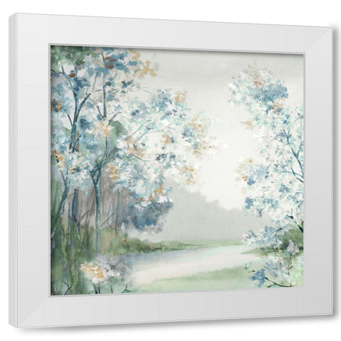 Lighten Blue Forest  White Modern Wood Framed Art Print by Mavis, Luna