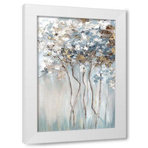 Golden Blue Forest  White Modern Wood Framed Art Print by Mavis, Luna