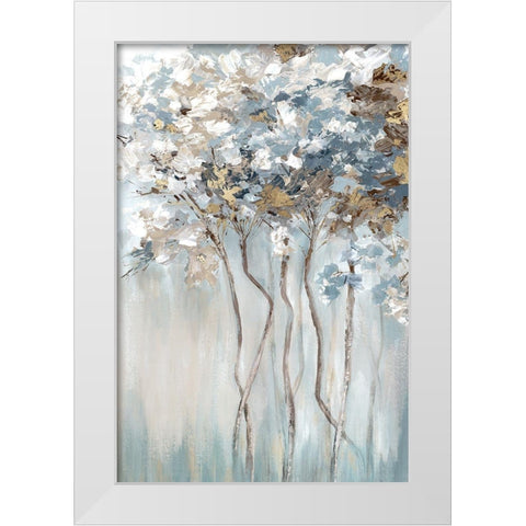 Golden Blue Forest  White Modern Wood Framed Art Print by Mavis, Luna