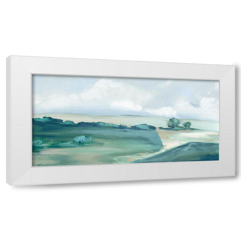 Calming Green White Modern Wood Framed Art Print by Mavis, Luna