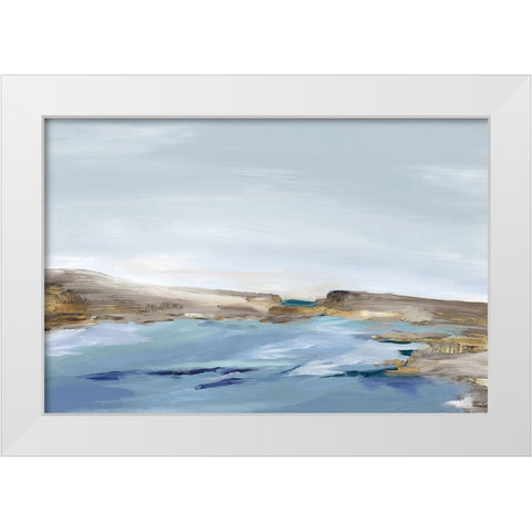 Blue Coastal View White Modern Wood Framed Art Print by Mavis, Luna