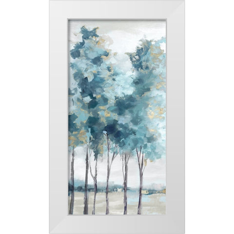 Teal Blue Forest II White Modern Wood Framed Art Print by Mavis, Luna