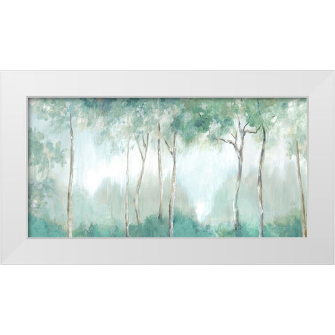 Majestic Redwoods White Modern Wood Framed Art Print by Mavis, Luna