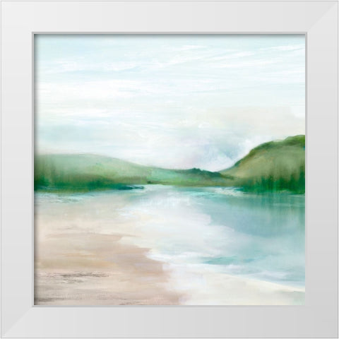 Dawn on the Lake White Modern Wood Framed Art Print by Mavis, Luna