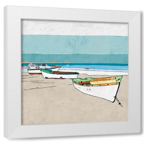 Lined Up White Modern Wood Framed Art Print by Cacho, E.L.