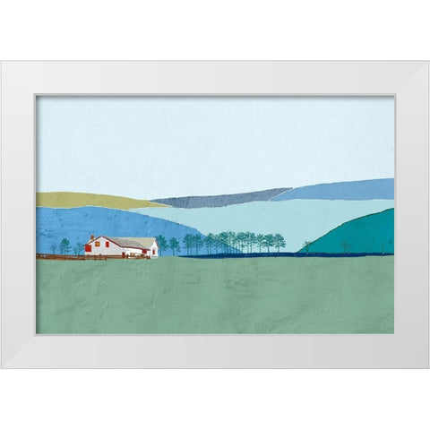 Behind the Hills White Modern Wood Framed Art Print by Cacho, E.L