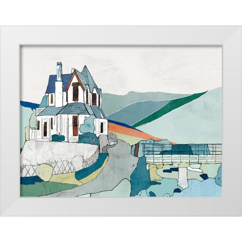 Green Hills Poem White Modern Wood Framed Art Print by Cacho, E.L.