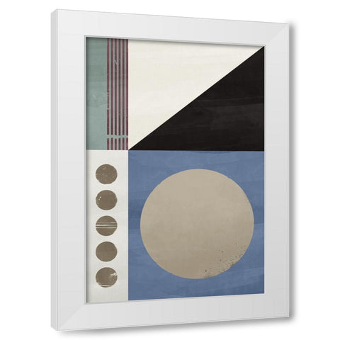 Blue Abstract Geometric I  White Modern Wood Framed Art Print by William, Gary