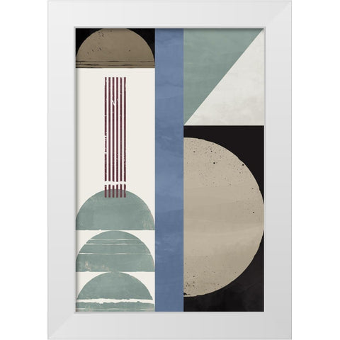 Blue Abstract Geometric II White Modern Wood Framed Art Print by William, Gary