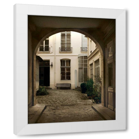 Marais Courtyard White Modern Wood Framed Art Print by White, Milla